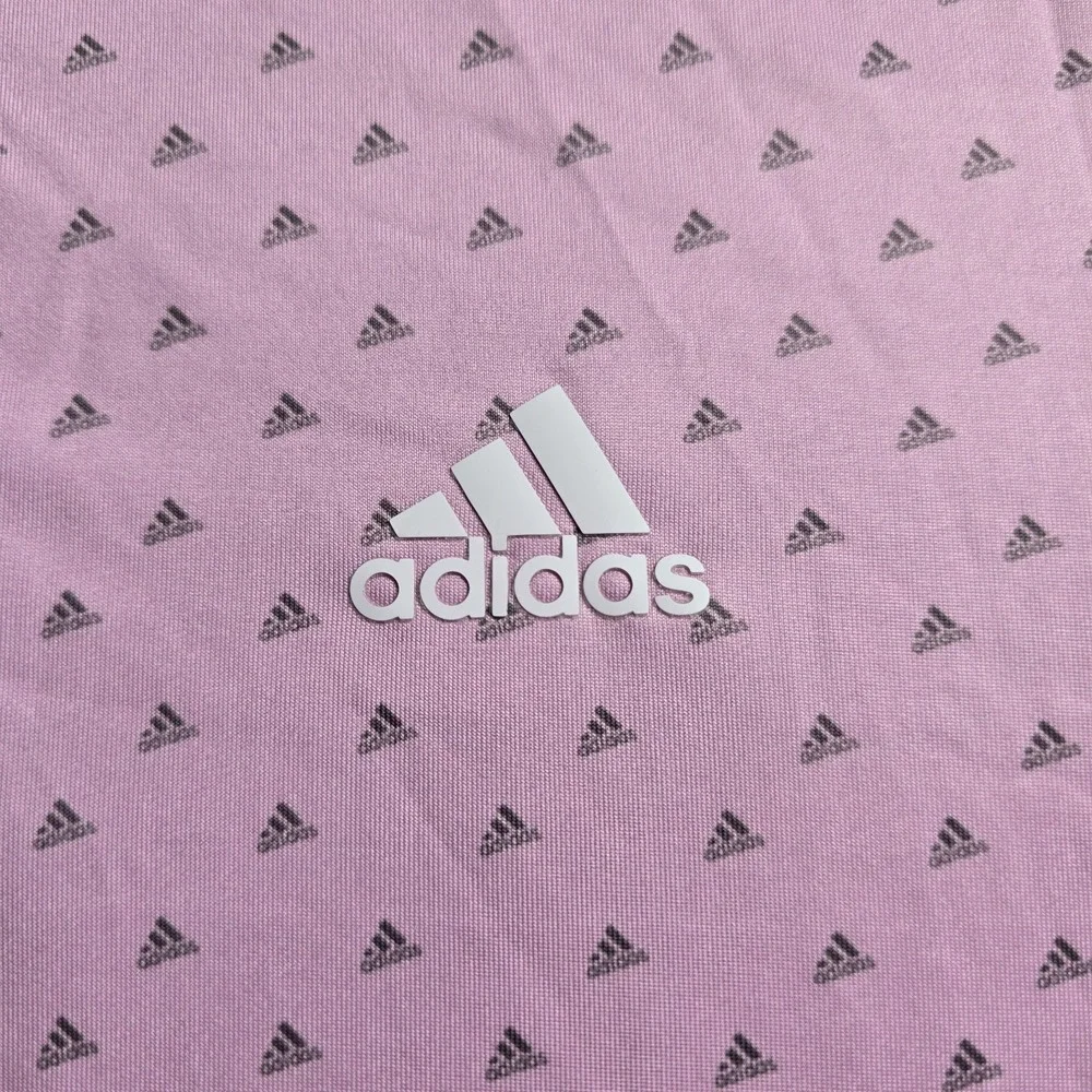 Adidas Adi-Print Bliss Golf Polo Shirt Mens Large Lilac AOP Short Sleeve